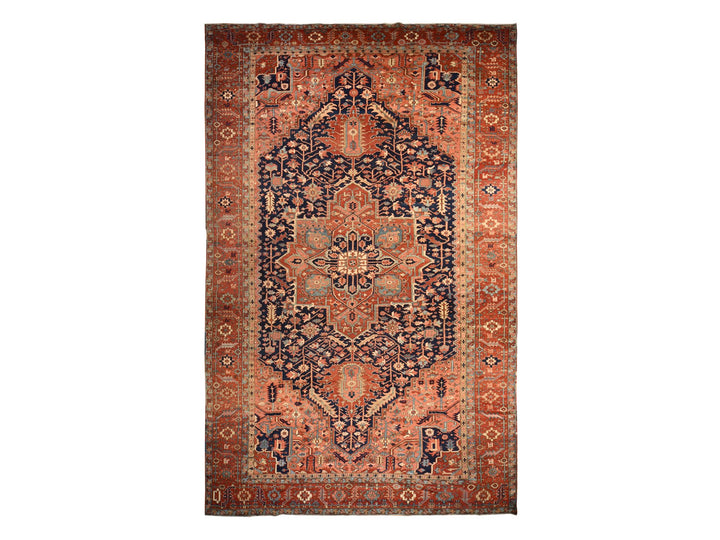 11'7" x 19'0" Vintage Hand Knotted Blue Wool Rectangle Oriental Rug - MOA10278603