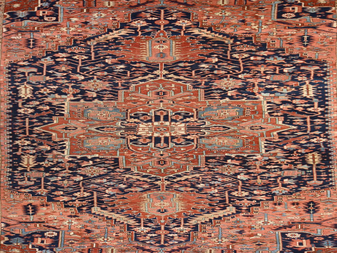 11'7" x 19'0" Vintage Hand Knotted Blue Wool Rectangle Oriental Rug - MOA10278603