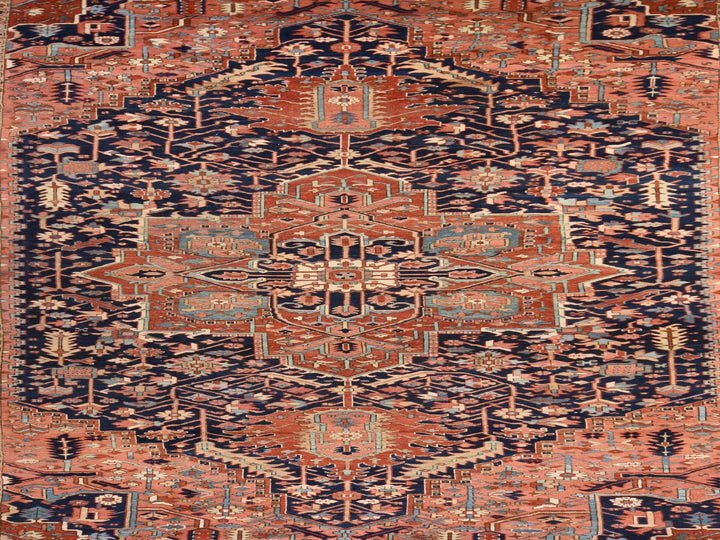 11'7" x 19'0" Vintage Hand Knotted Blue Wool Rectangle Oriental Rug - MOA10278603