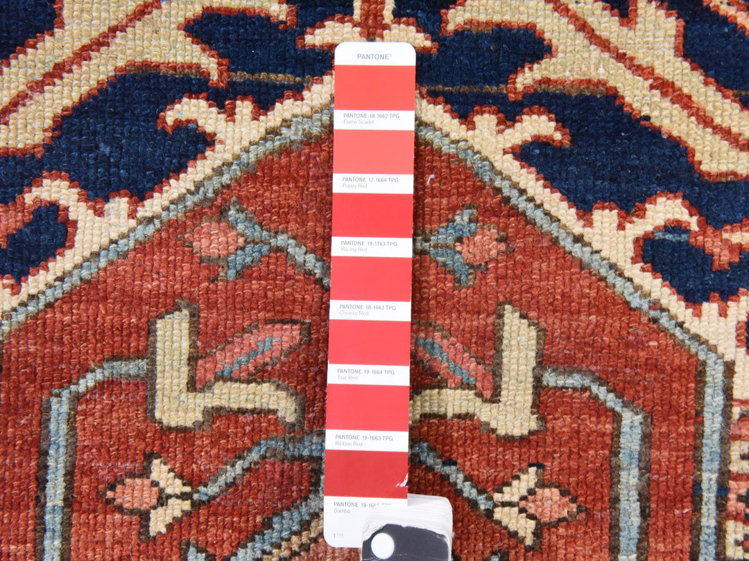 11'7" x 19'0" Vintage Hand Knotted Blue Wool Rectangle Oriental Rug - MOA10278603