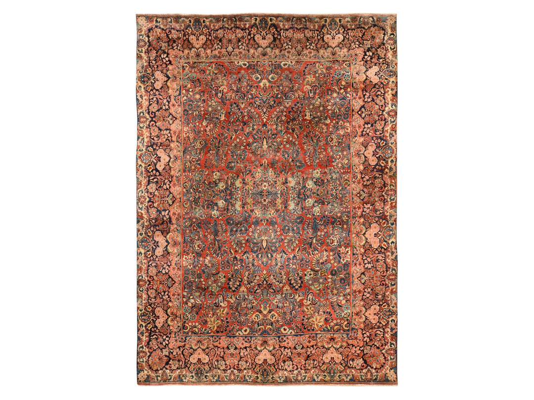 8'1" x 12'0" Vintage Hand Knotted Red Wool Rectangle Oriental Rug - MOA10278605