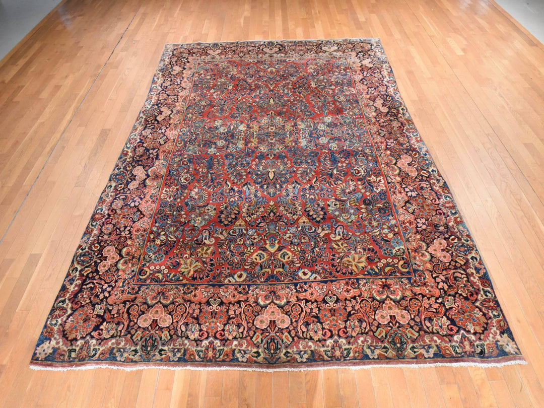 8'1" x 12'0" Vintage Hand Knotted Red Wool Rectangle Oriental Rug - MOA10278605