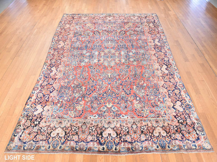 8'1" x 12'0" Vintage Hand Knotted Red Wool Rectangle Oriental Rug - MOA10278605