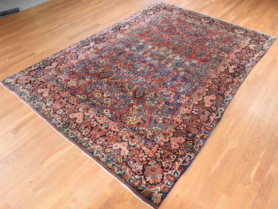 8'1" x 12'0" Vintage Hand Knotted Red Wool Rectangle Oriental Rug - MOA10278605