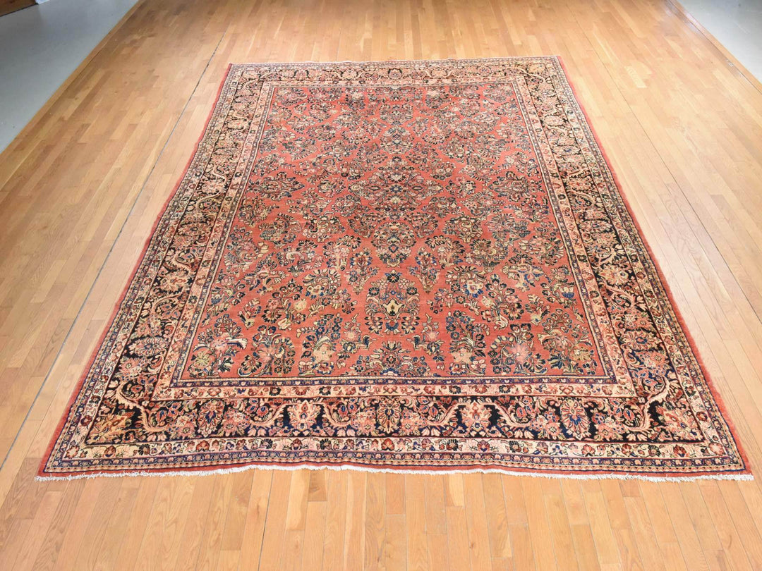 10'3" x 13'5" Vintage Hand Knotted Pink Wool Rectangle Oriental Rug - MOA10278606