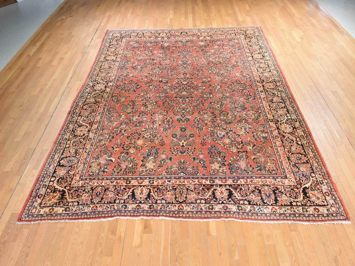 10'3" x 13'5" Vintage Hand Knotted Pink Wool Rectangle Oriental Rug - MOA10278606