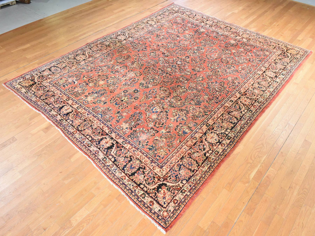 10'3" x 13'5" Vintage Hand Knotted Pink Wool Rectangle Oriental Rug - MOA10278606