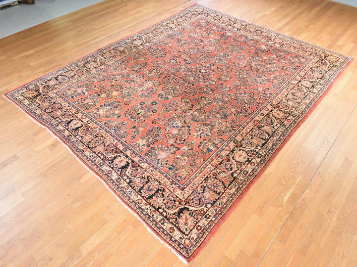 10'3" x 13'5" Vintage Hand Knotted Pink Wool Rectangle Oriental Rug - MOA10278606