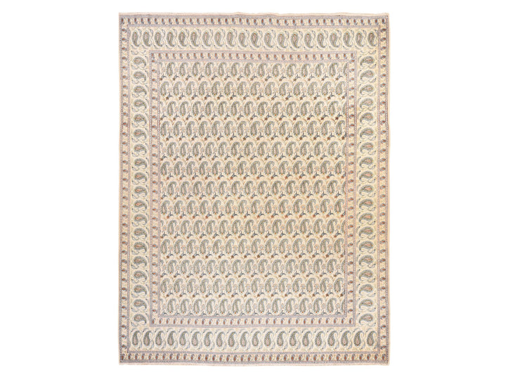 9'10" x 12'5" Vintage Hand Knotted Ivory Wool Rectangle Oriental Rug - MOA10278607