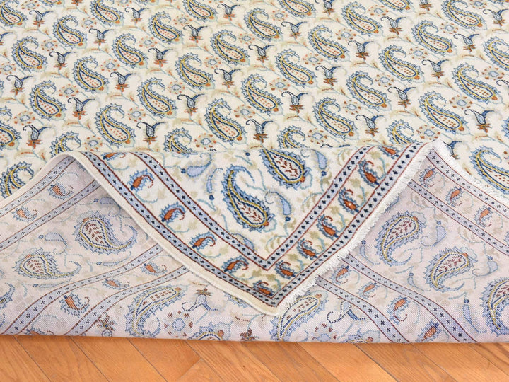 9'10" x 12'5" Vintage Hand Knotted Ivory Wool Rectangle Oriental Rug - MOA10278607