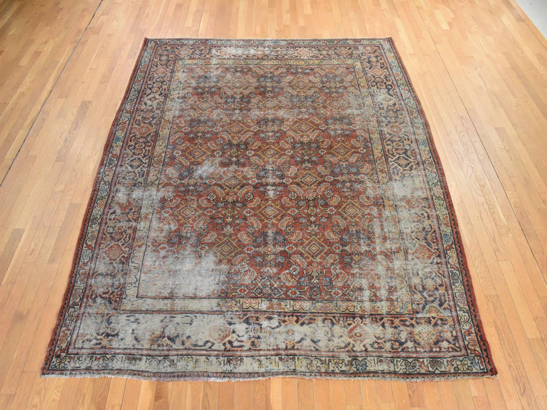 8'2" x 10'6" Vintage Hand Knotted Red Wool Rectangle Oriental Rug - MOA10278608