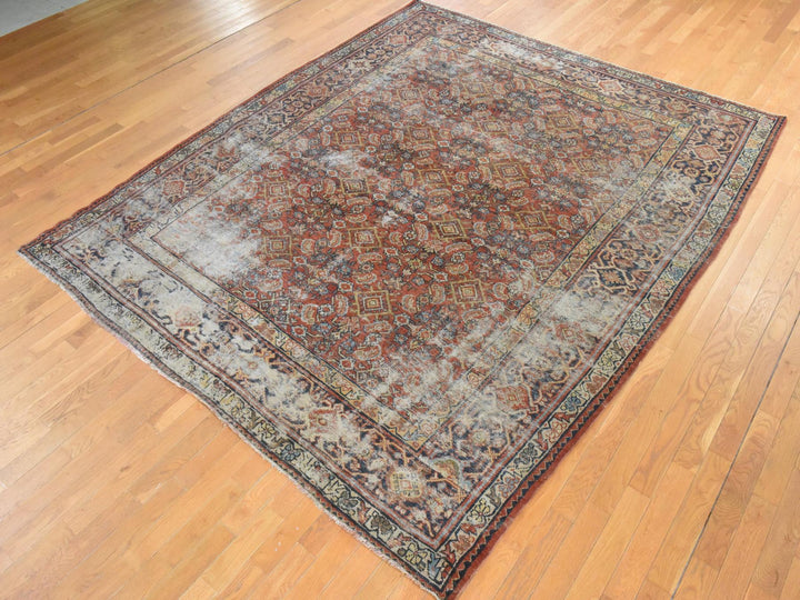 8'2" x 10'6" Vintage Hand Knotted Red Wool Rectangle Oriental Rug - MOA10278608