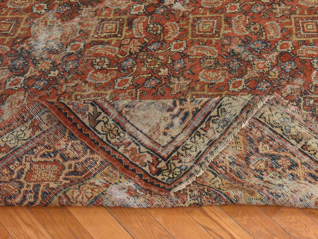 8'2" x 10'6" Vintage Hand Knotted Red Wool Rectangle Oriental Rug - MOA10278608
