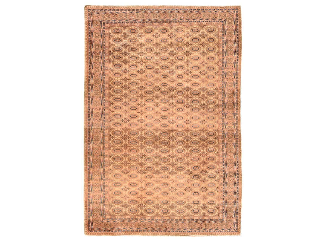 6'2" x 9'3" Vintage Hand Knotted Beige Wool Rectangle Oriental Rug - MOA10278609