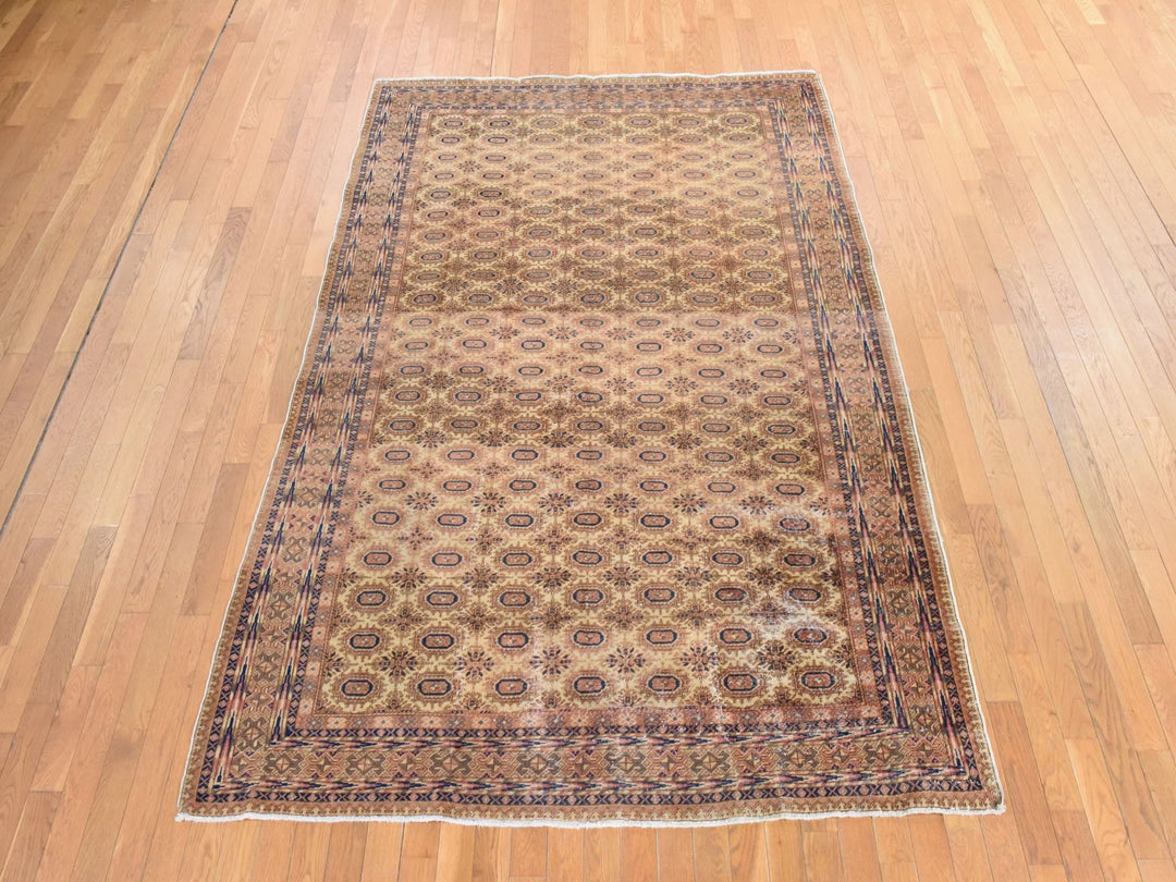 6'2" x 9'3" Vintage Hand Knotted Beige Wool Rectangle Oriental Rug - MOA10278609