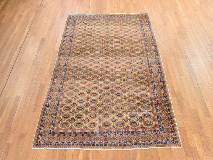 6'2" x 9'3" Vintage Hand Knotted Beige Wool Rectangle Oriental Rug - MOA10278609