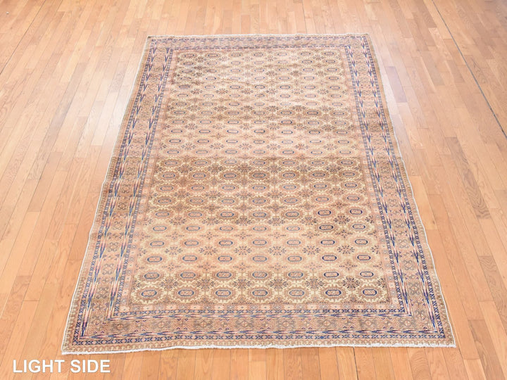 6'2" x 9'3" Vintage Hand Knotted Beige Wool Rectangle Oriental Rug - MOA10278609