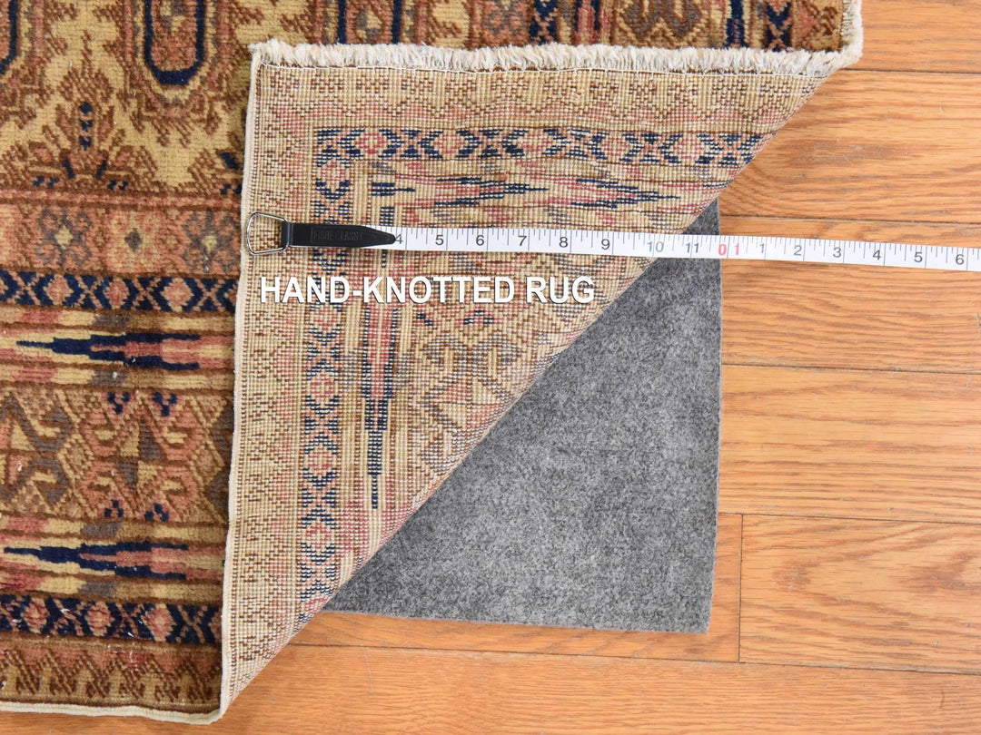 6'2" x 9'3" Vintage Hand Knotted Beige Wool Rectangle Oriental Rug - MOA10278609