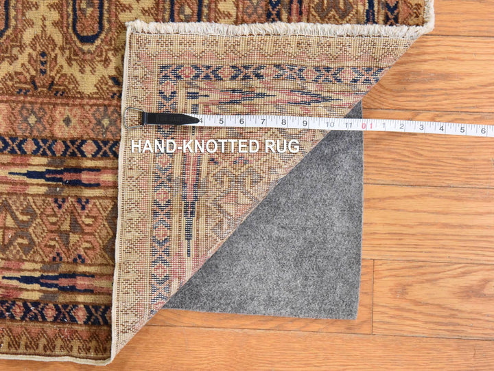 6'2" x 9'3" Vintage Hand Knotted Beige Wool Rectangle Oriental Rug - MOA10278609