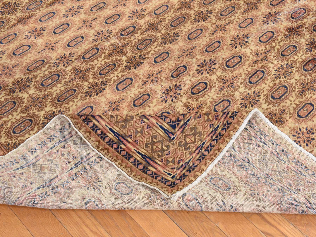 6'2" x 9'3" Vintage Hand Knotted Beige Wool Rectangle Oriental Rug - MOA10278609