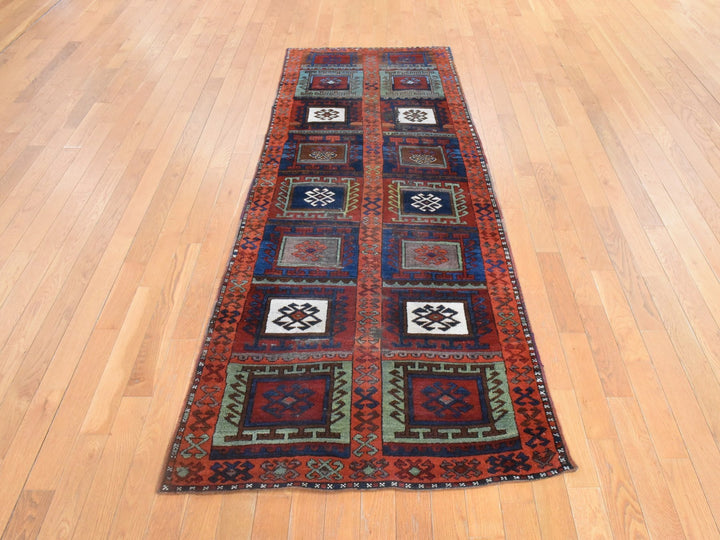 3'0" x 8'3" Vintage Hand Knotted Orange Wool Runner Oriental Rug - MOA10278612