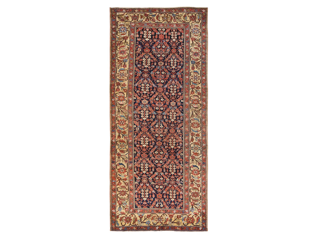 6'0" x 13'9" Vintage Hand Knotted Blue Wool Rectangle Oriental Rug - MOA10278613