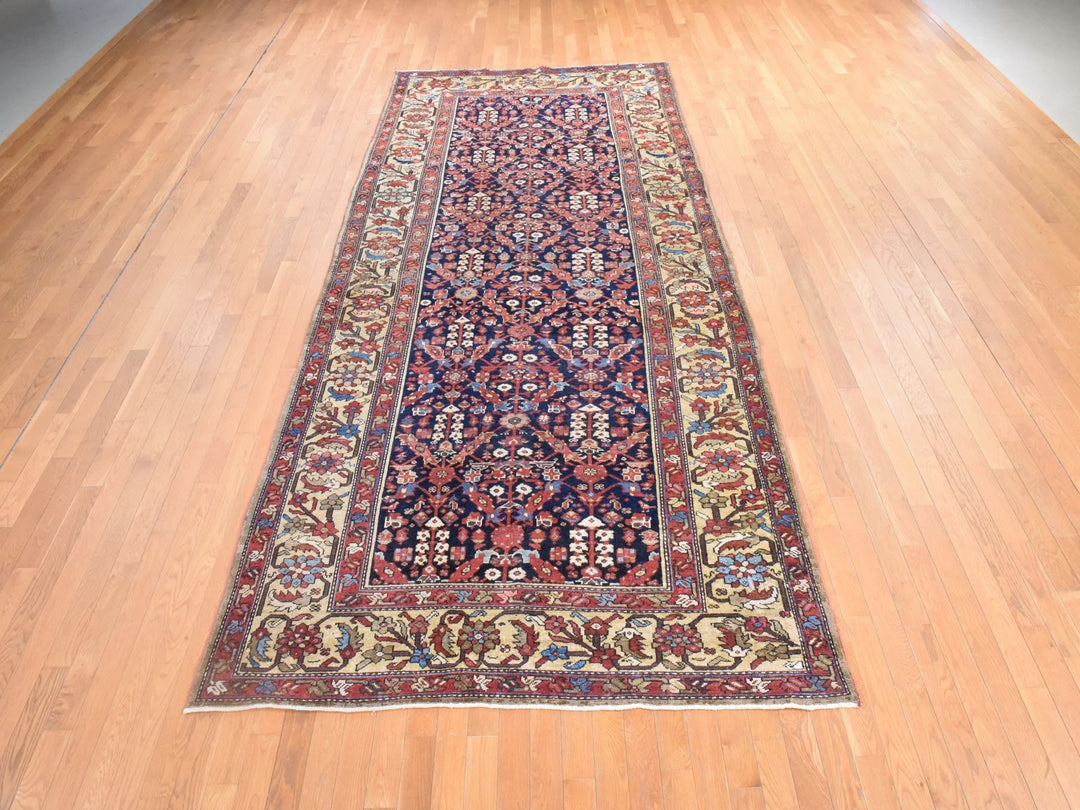 6'0" x 13'9" Vintage Hand Knotted Blue Wool Rectangle Oriental Rug - MOA10278613