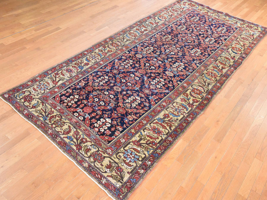 6'0" x 13'9" Vintage Hand Knotted Blue Wool Rectangle Oriental Rug - MOA10278613