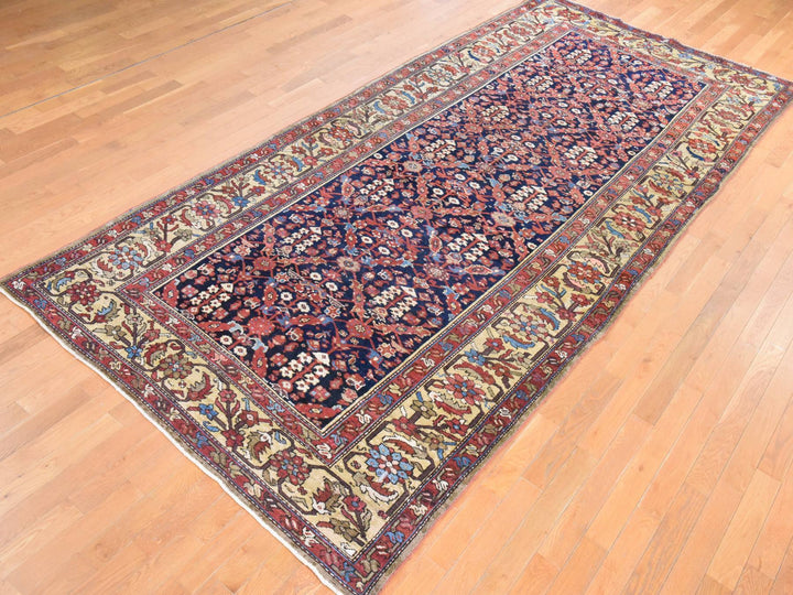 6'0" x 13'9" Vintage Hand Knotted Blue Wool Rectangle Oriental Rug - MOA10278613