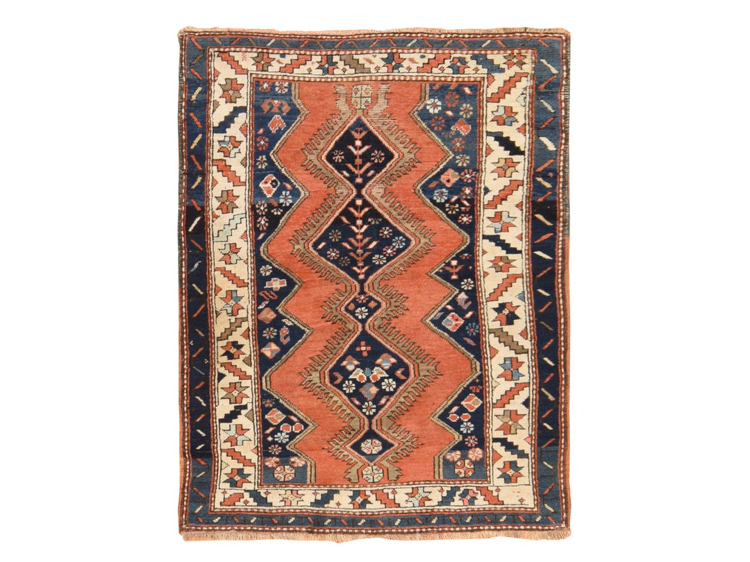 3'8" x 4'10" Vintage Hand Knotted Orange Wool Rectangle Oriental Rug - MOA10278614