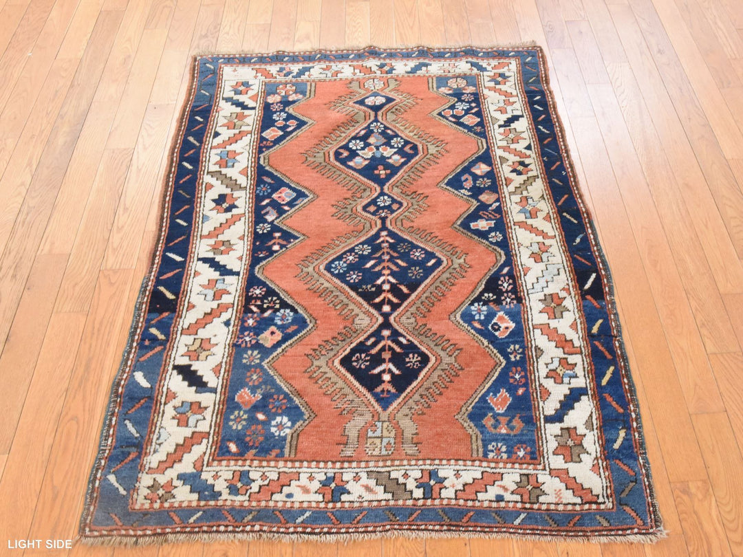 3'8" x 4'10" Vintage Hand Knotted Orange Wool Rectangle Oriental Rug - MOA10278614