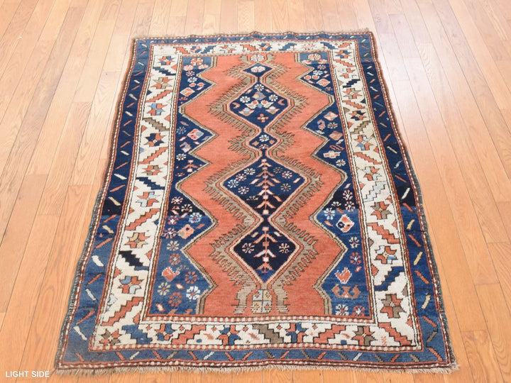 3'8" x 4'10" Vintage Hand Knotted Orange Wool Rectangle Oriental Rug - MOA10278614