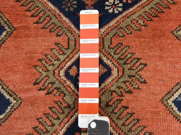 3'8" x 4'10" Vintage Hand Knotted Orange Wool Rectangle Oriental Rug - MOA10278614