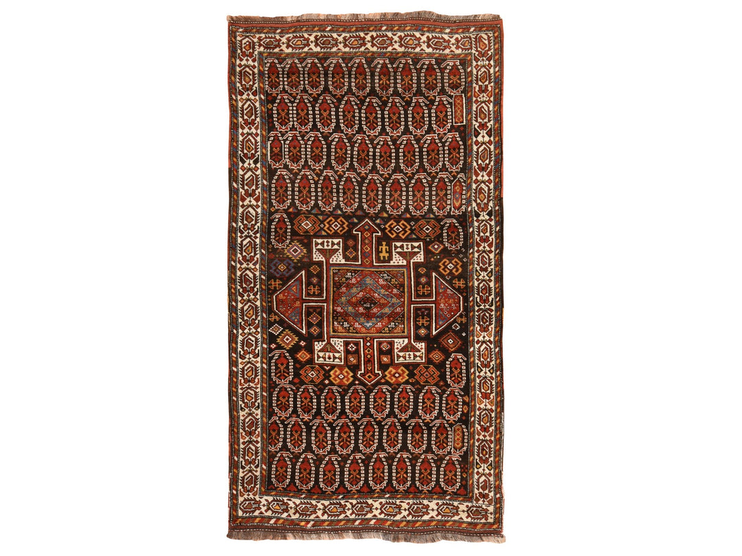 4'10" x 9'6" Vintage Hand Knotted Brown Wool Runner Oriental Rug - MOA10278615