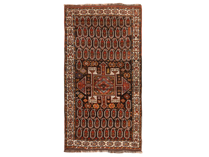 4'10" x 9'6" Vintage Hand Knotted Brown Wool Runner Oriental Rug - MOA10278615