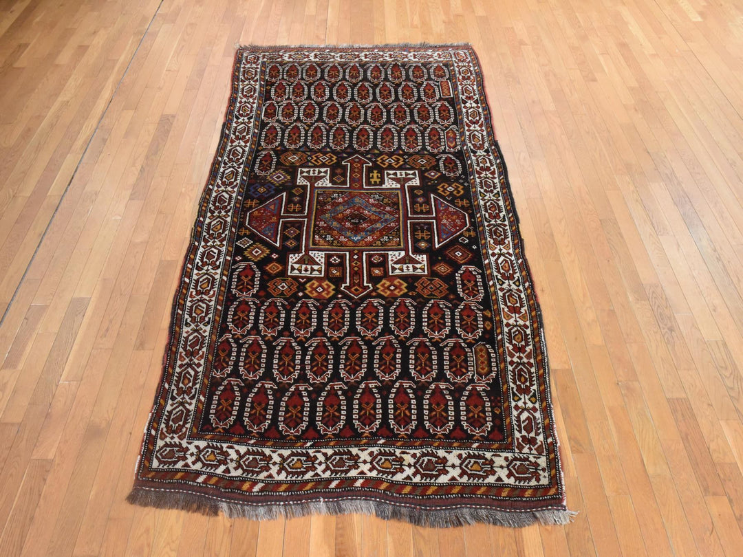 4'10" x 9'6" Vintage Hand Knotted Brown Wool Runner Oriental Rug - MOA10278615