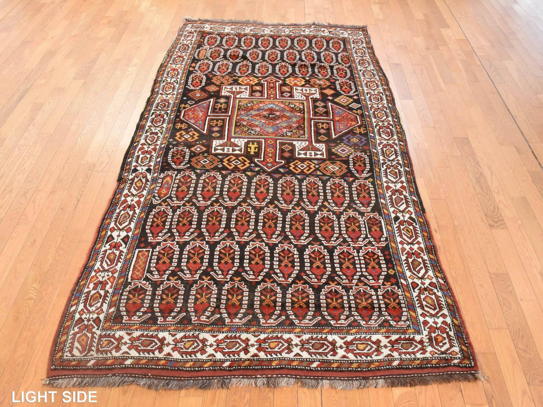 4'10" x 9'6" Vintage Hand Knotted Brown Wool Runner Oriental Rug - MOA10278615