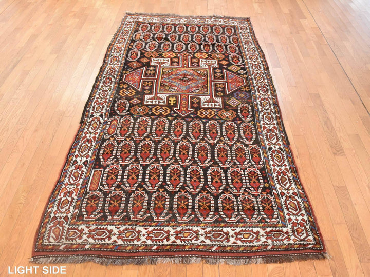 4'10" x 9'6" Vintage Hand Knotted Brown Wool Runner Oriental Rug - MOA10278615