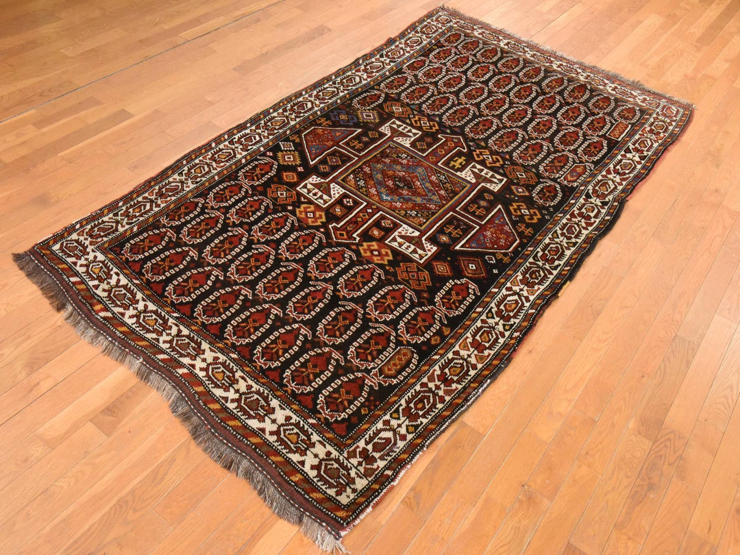 4'10" x 9'6" Vintage Hand Knotted Brown Wool Runner Oriental Rug - MOA10278615
