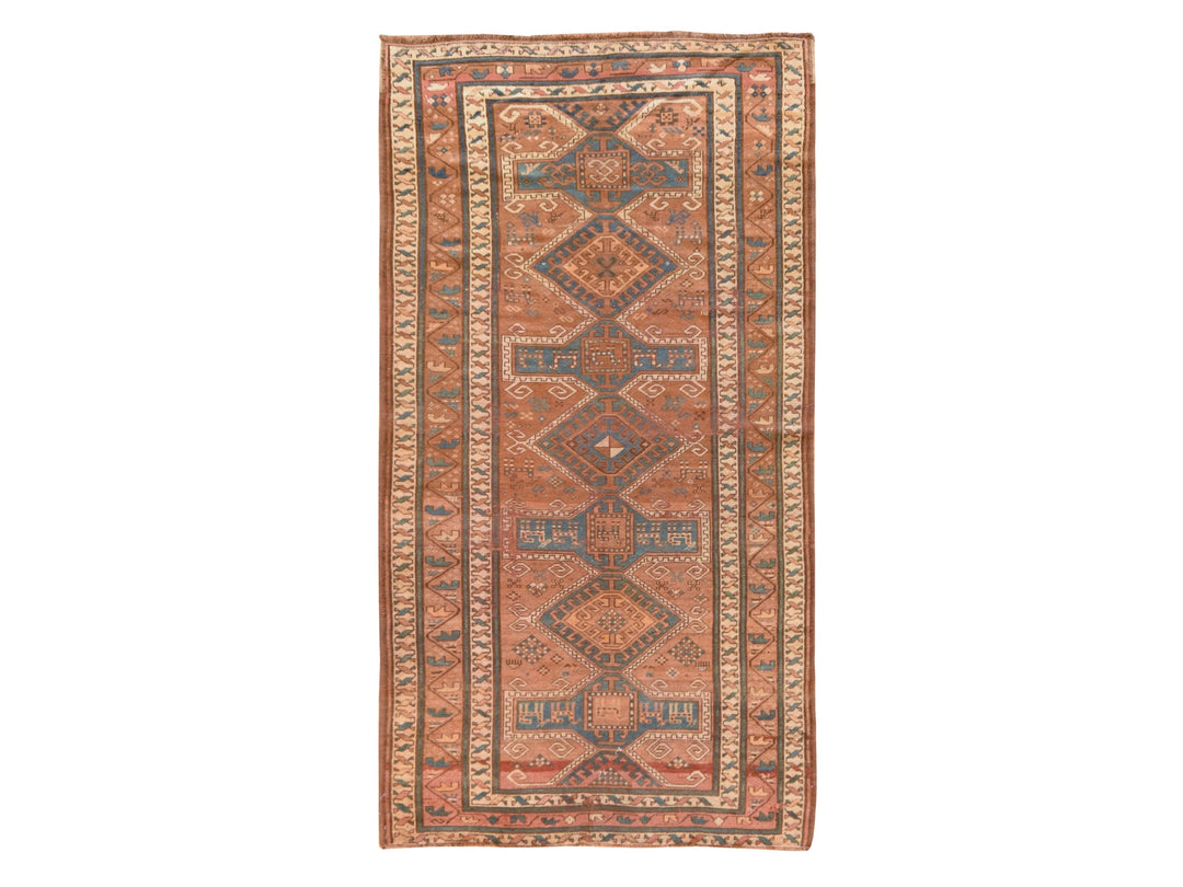 4'2" x 8'1" Vintage Hand Knotted Brown Wool Runner Oriental Rug - MOA10278616