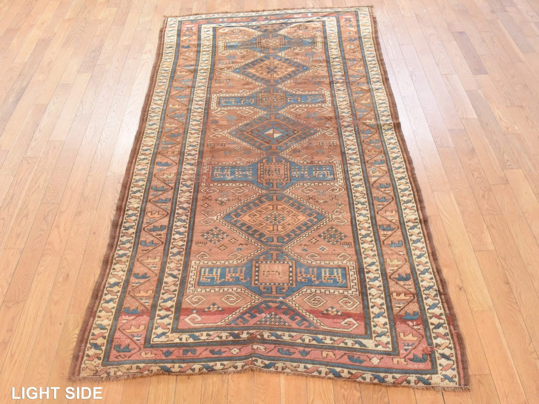 4'2" x 8'1" Vintage Hand Knotted Brown Wool Runner Oriental Rug - MOA10278616