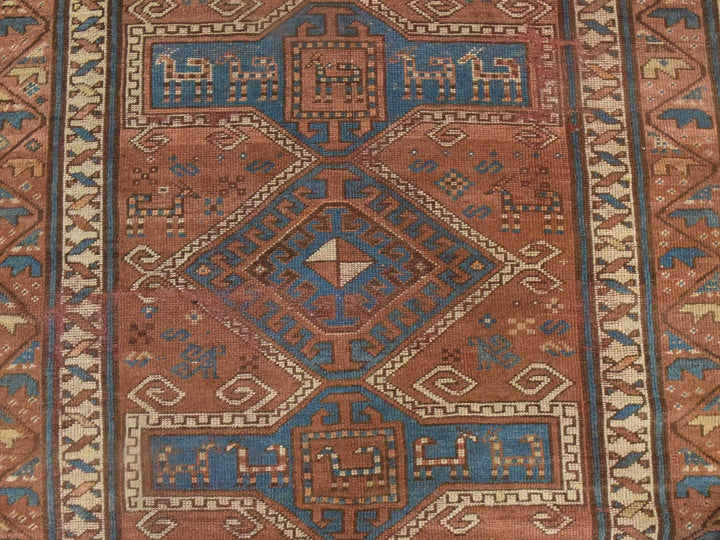 4'2" x 8'1" Vintage Hand Knotted Brown Wool Runner Oriental Rug - MOA10278616