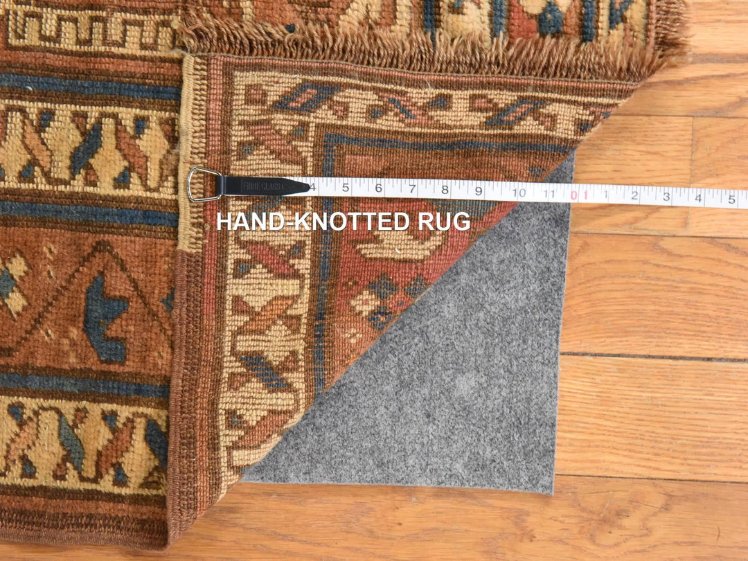 4'2" x 8'1" Vintage Hand Knotted Brown Wool Runner Oriental Rug - MOA10278616