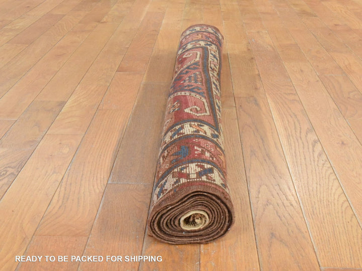4'2" x 8'1" Vintage Hand Knotted Brown Wool Runner Oriental Rug - MOA10278616