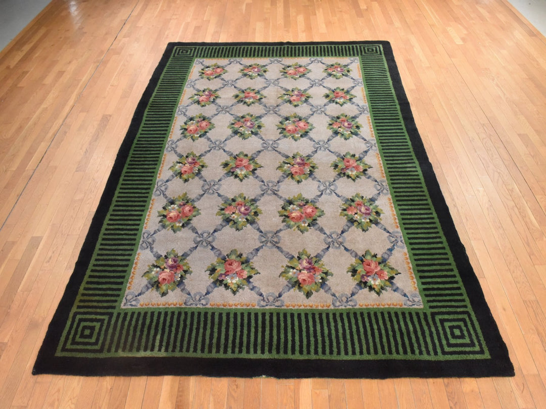 8'2" x 11'2" Vintage Hand Knotted Ivory Wool Rectangle Oriental Rug - MOA10278617