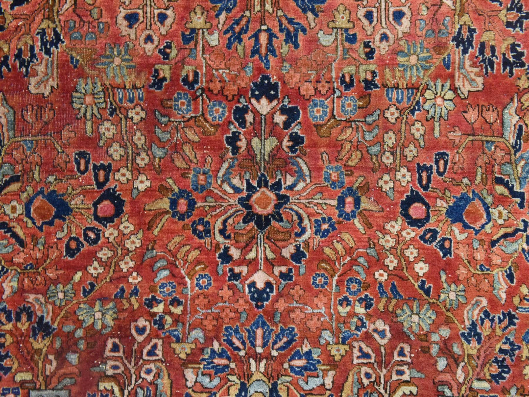 4'2" x 6'9" Vintage Hand Knotted Red Wool Rectangle Oriental Rug - MOA10278618