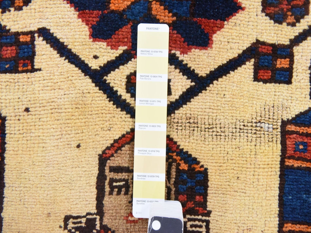 4'1" x 9'7" Vintage Hand Knotted Ivory Wool Runner Oriental Rug - MOA10278619