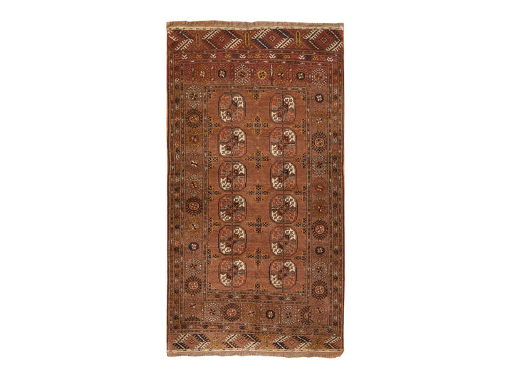 3'9" x 6'9" Vintage Hand Knotted Brown Wool Rectangle Oriental Rug - MOA10278622