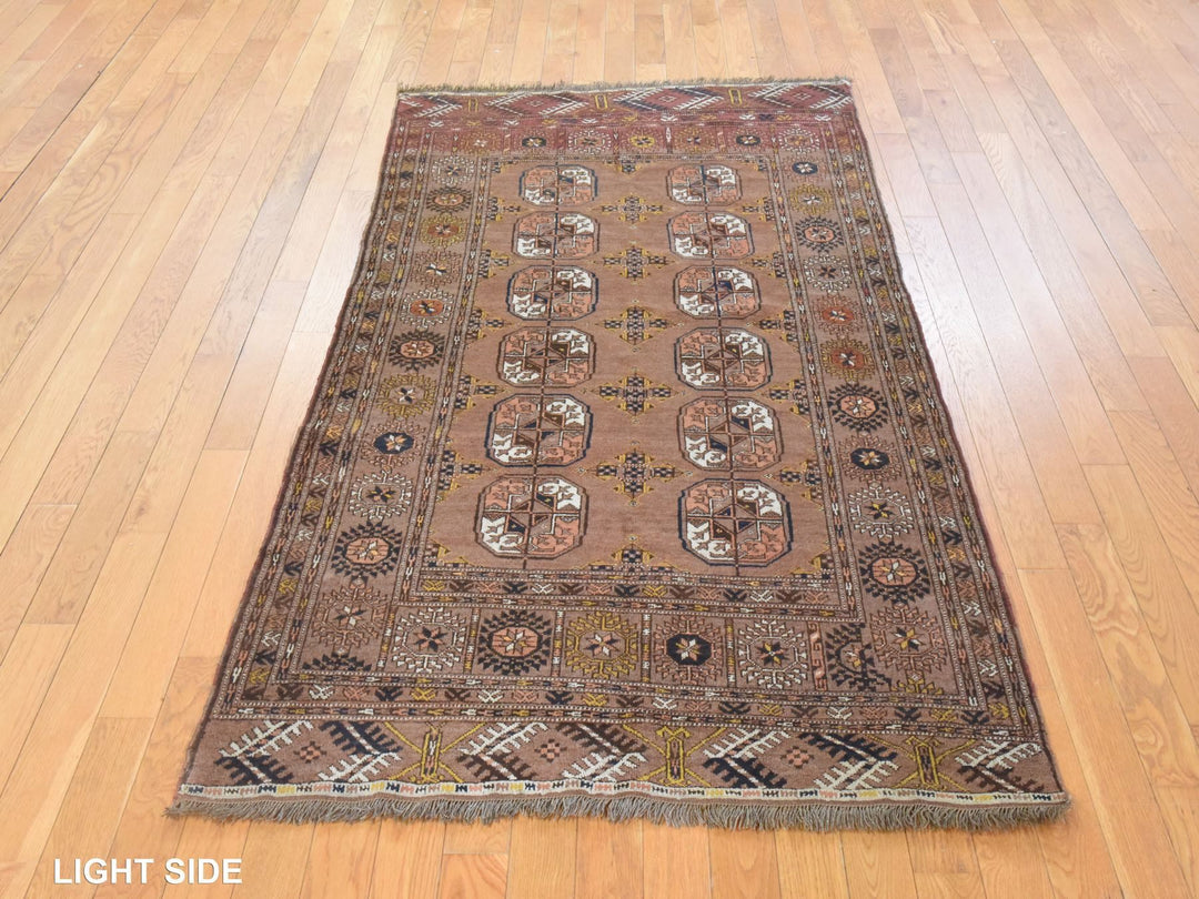 3'9" x 6'9" Vintage Hand Knotted Brown Wool Rectangle Oriental Rug - MOA10278622