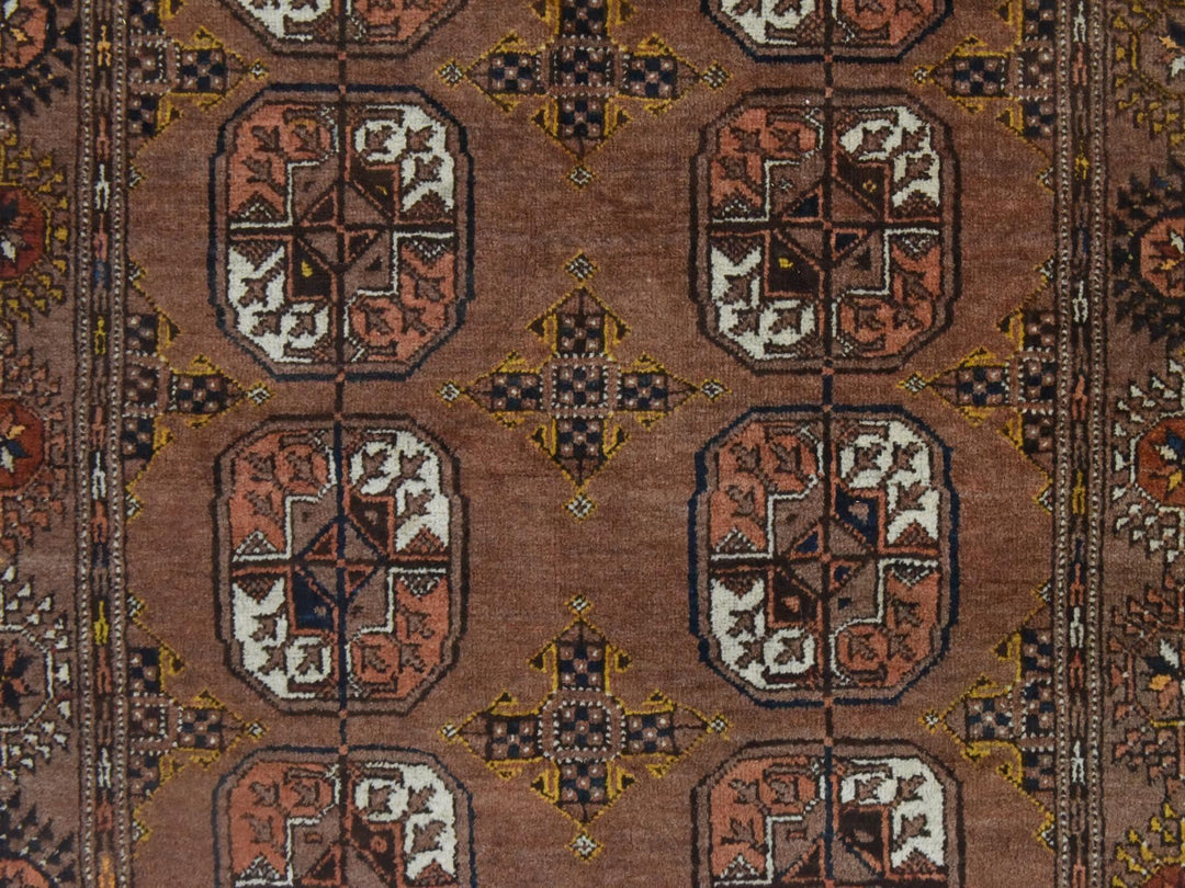 3'9" x 6'9" Vintage Hand Knotted Brown Wool Rectangle Oriental Rug - MOA10278622